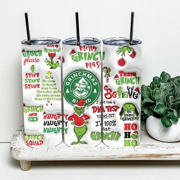 Grinch 3D Inflated 20oz Tumbler Insulated Coffee Cup - Picture 2 of 2